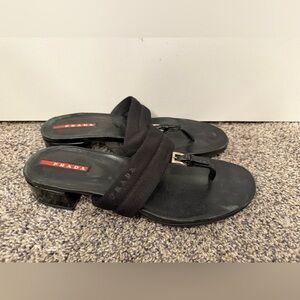 Prada Linea Rossa patent leather flip-flop sandals 36.5